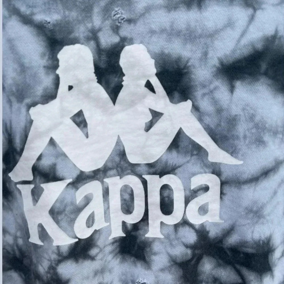 Kappa Womens Cropped Sweater Shirt Gray Black Tie Dye Sz Medium - Picture 9 of 15